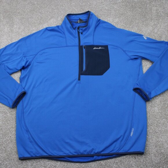 Eddie Bauer First Ascent Sweatshirt Mens 2XLT XXL-Tall Blue 1/4 Zip Free Heat - Picture 1 of 16